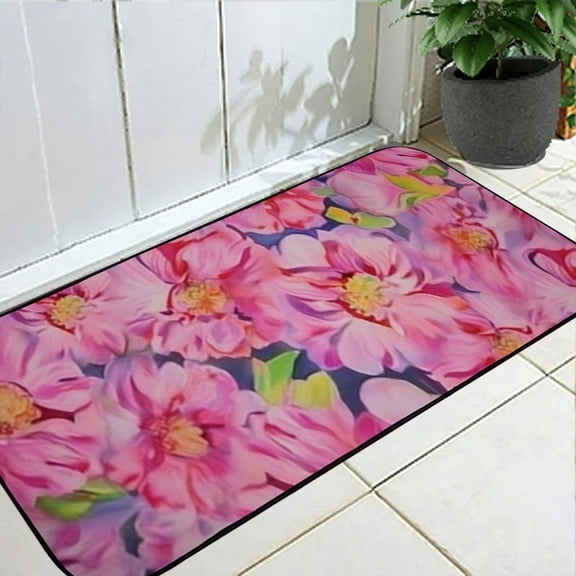 PHYHOO Area Rug Peony Flowers Pink Watercolor Rectangle Doormat Living Room Parlour Bedroom Home Fashion Decor Carpet 19.68*47.24 in