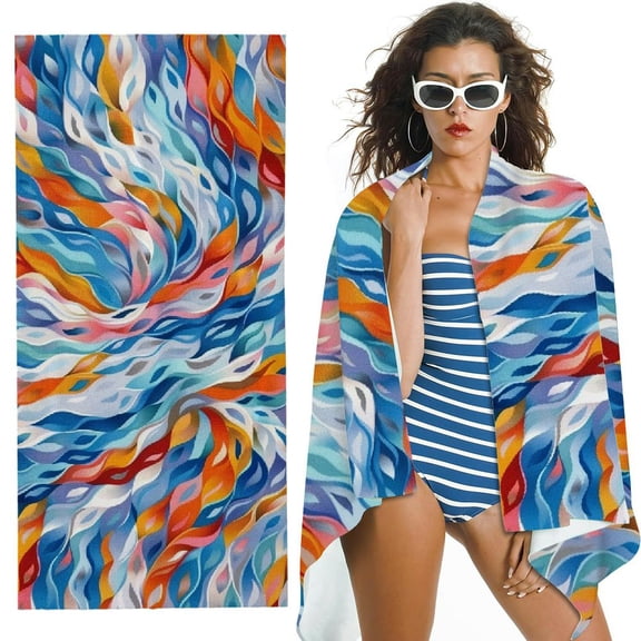 PHYHOO Artsy Summer Colors Hip Paint Splatter Microfiber Sand Free Beach Towel Oversized Quick Dry Absorbent for Pool Swimming Bathroom Beach Towel 30x60in