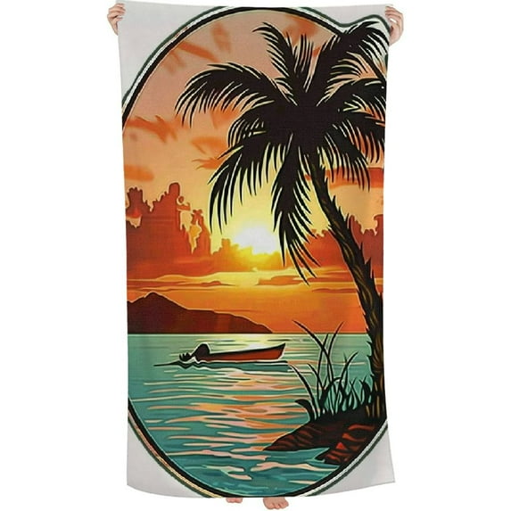 PHYHOO Beach Palm Trees Sand Free Beach Towel Oversized for Kids & Adults for Swimming, , Camping, , Traveling Essentials 30x60in