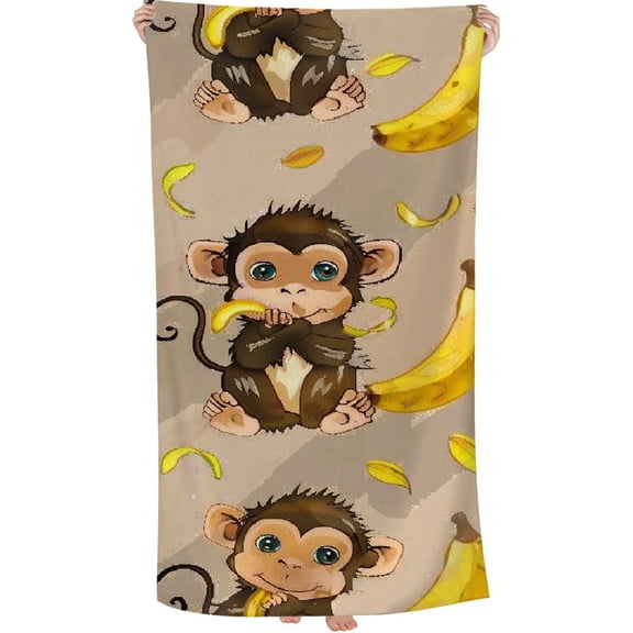 PHYHOO Beach Towel Bath Towel Cute Monkey Print Microfiber Towel Sand-Free Beach Towel Quick Dry Pool Towel Ultra Absorbent Towel Lightweight Shower Towel for Bathroom Outdoor Swimming 30x60in