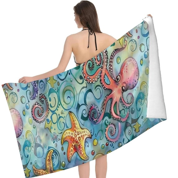 PHYHOO Beach Towel, Cute And Printed Microfiber Sand Free Pool Towel Lightweight Oversized Quick Dry Absorbent Compact Travel Must Have for The Swimming Summer Cruise Ship Essentia 30x60in