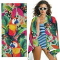 thumbnail image 1 of PHYHOO Beach Towel, Parrots Tropical Leaves Printed Microfiber Sand Free Pool Towel Lightweight Oversized Quick Dry Absorbent Compact Travel Must Have for The Swimming, 1 of 8