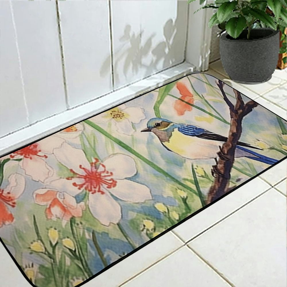 PHYHOO Bird &amp; Door Mat Decorative Door Mat, Door Mat with Non-Slip Rubber Backing, Easy Cleaning, Traps Dirt, Rug for Entry, Patio, Garage 19.68*47.24 in