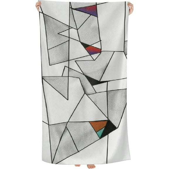 PHYHOO Black and White Geometric Beach Towel Oversized for Pool Swimming Bathroom Beach Towel 30x60in