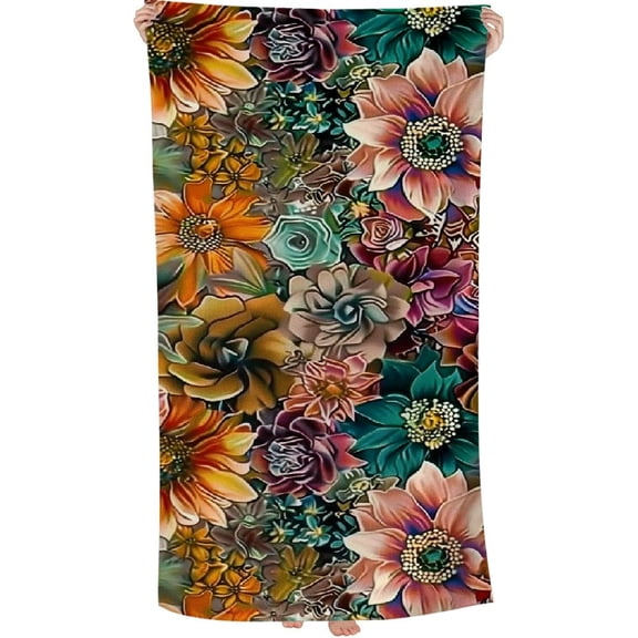 PHYHOO Boho Floral Bath Print Big Towels Soft Pool Bohemian Oversized Towels Swimming Decor Gift for Girls Women 30x60in
