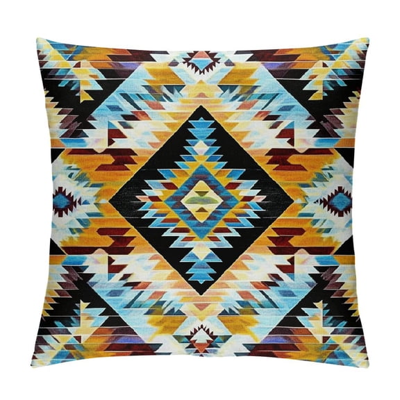 PHYHOO Boho Geometric Pattern Printing Home Indoor and Outdoor Sofa Bed Decor Traditional Ethnic Geometric Pattern pillow cover 12x12in