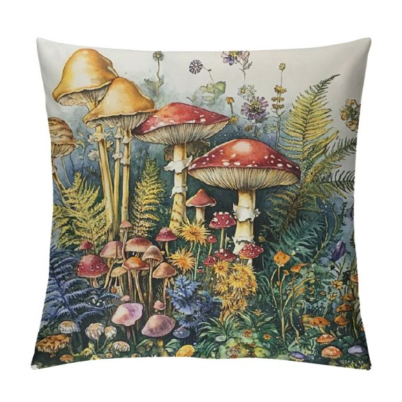 PHYHOO Boho Mushroom Square Cushion Case for Boys Girls Teens