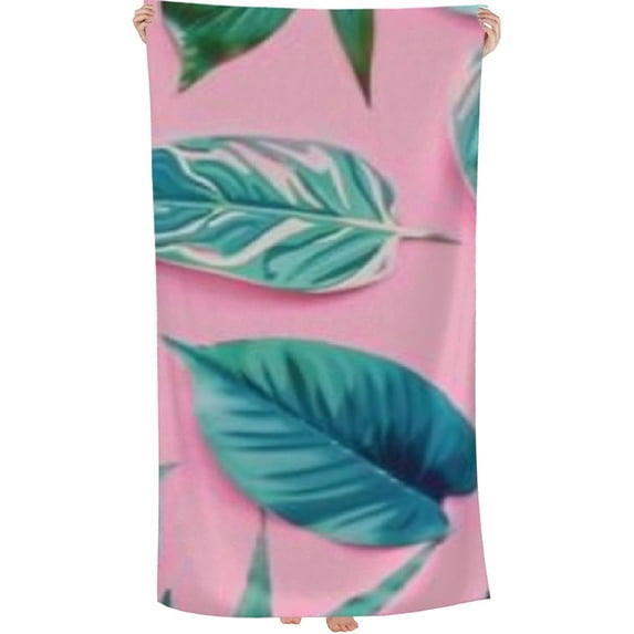 PHYHOO Bright Palm Leaves Microfiber Beach Towel for Adult Quick Dry Sand Free Oversized Swim Pool Picnic Shower Bath Towel Blanket 30x60in