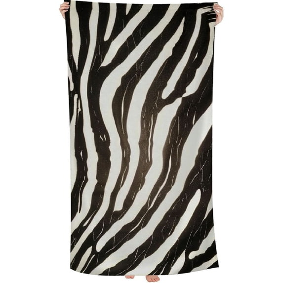 PHYHOO Brown Zebra Skin Beach Towel, Sand Free Microfiber Beach Blanket, Quick Dry Absorbent Bath Towels for Swimming Pool, Camping, Picnic, Yoga Gym Sports 30x60in