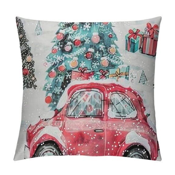 PHYHOO Bundles, Merry Christmas Snowman Velvet Pillow Covers, Pink, Outdoor Waterproof Pillow Inserts