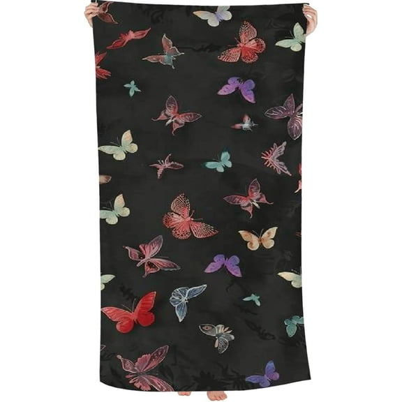 PHYHOO Butterfly Birds Microfiber Sand Free Beach Towel Thin Quick Dry Pool Towel Large Lightweight Absorbent Beach Towels for Men Women Adult Travel Swim Pool Gym Beach Essentials Accessories 30x60in