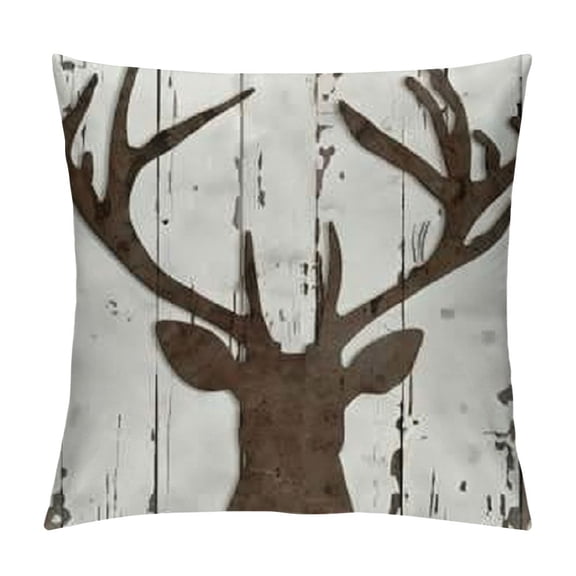 PHYHOO Cabin Decor Pillow Covers,Cabin Throw Pillows,Log Cabin Decor,Wild Animal Deer Farmhouse Rustic Pillow Covers,Camping Pillow,Camping Decor,Woodland Nursery Decor White