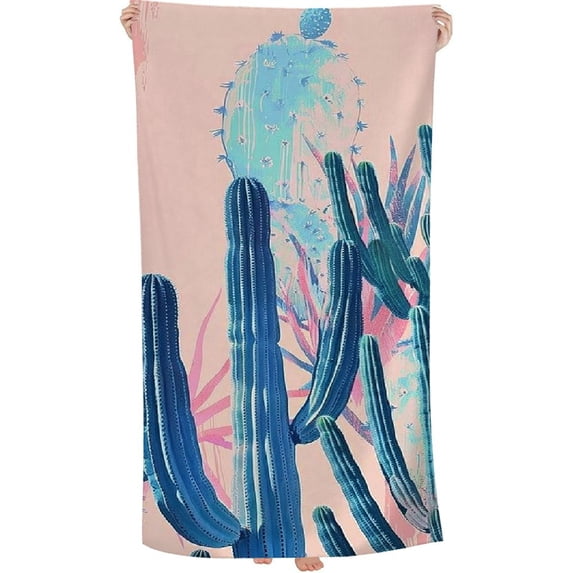 PHYHOO Cactus Watercolor Sand Free Microfiber Beach Towel Lightweight Oversized Quick Dry for Kids & Adults for Swimming, Pool, Camping, Yoga, Traveling Essentials 30x60in