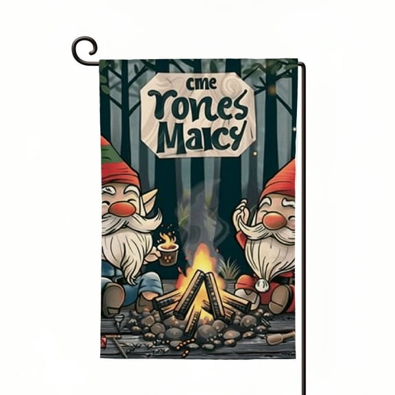 PHYHOO Camping Camper Gnome Garden Flag for Vertical Double Sided, Welcome to Our Camp Site Small Camping Flags Outdoor Fire Pit Camper Camping Decoration White