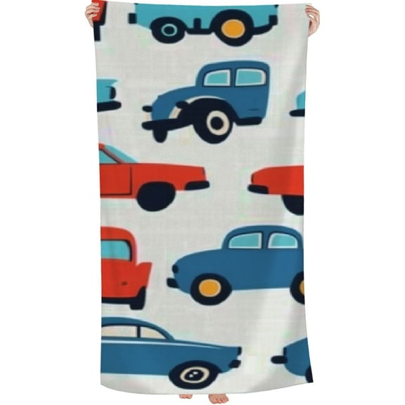 PHYHOO Car Tractor Pattern Theme Sand-Free Microfiber Towel Ultra Soft Quick Dry Pool Towel Absorbent Towel Lightweight Towel for Kids Boys Girls Outdoor Bathroom Swim 30x60in