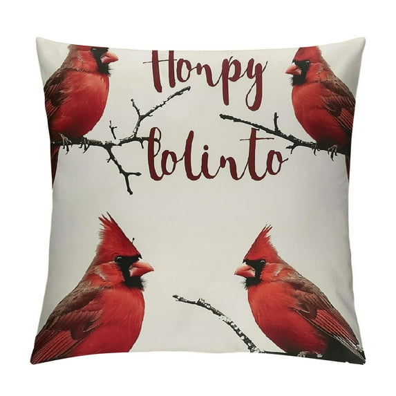 PHYHOO Cardinalis Appear When are Near Throw Pillow Covers, Northern Cardinal Daily Life in Memory Commemorate Cushion Case for Sofa Couch