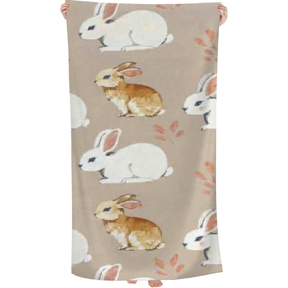 PHYHOO Cartoon Cute Bunny Beach Towel Oversized Microfiber Sand Free Beach Towel Quick Dry, Animal Rabbit Lightweight Pool Towels for Adults Travel Towel for Gym Yoga Camp Swim 30x60in