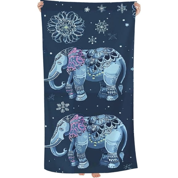 PHYHOO Cartoon Elephant Beach Towel, Sand Free Microfiber Beach Blanket, Quick Dry Absorbent Bath Towels for Swimming Pool, Camping, Picnic, Yoga Gym Sports 30x60in
