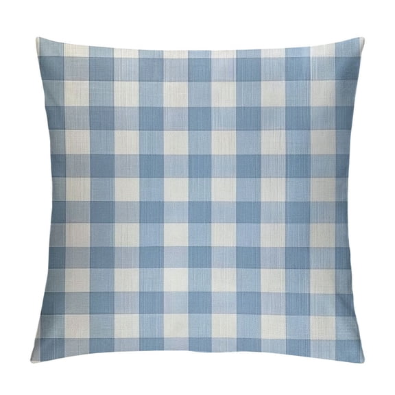 PHYHOO Checkered Pillow Cushion Cover P, Little Squares and Stripes Pastel Color Repeating Rows Vintage Tile, Decorative Square Accent Pillow Case,Pale Blue White