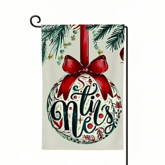 PHYHOO Christmas Letter J Garden Flag Double Sided Outside, Small Burlap Family Last Name Winter Yard Outdoor Flag White