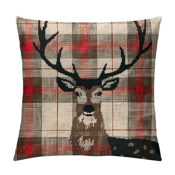 PHYHOO Christmas Pillow Covers Red Black Buffalo Plaids Pillow Covers Cushion CaseLinen Throw Pillow Cases for Christmas Sofa Couch (Red Black Plaids) White