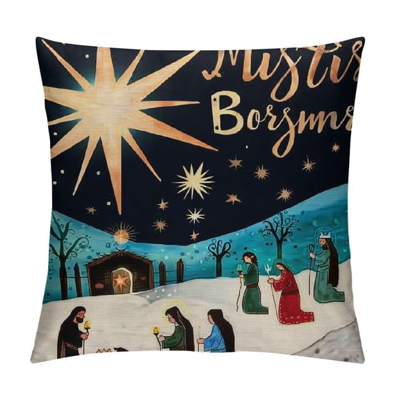 PHYHOO Christmas Pillow Covers Snow Scene Throw Pillow Covers Christmas Xmas Pillowcase Home Decor Living Room House Decorative Cushion Case for Sofa Couch