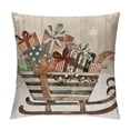 thumbnail image 1 of PHYHOO Christmas Pillow Covers , Striped Wooden Tree Snow Sleigh Merry Bright Xmas Holiday Decor Decorative Throw Cushion Case Decoration for Home Party Sofa Couch (Brown), 1 of 5