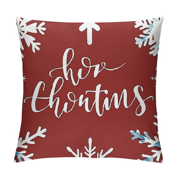 PHYHOO  Christmas Throw Pillow Covers Farmhouse Red Merry Christmas Decorations Hello Winter Snow Outdoor Xmax Cushion Cases for Sofa Couch Home
