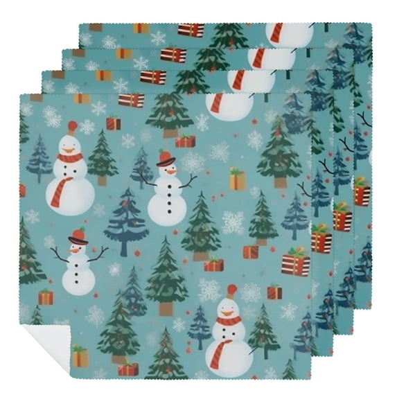 PHYHOO Cloth Napkins,Washable Dinner Napkins Christmas Snowman Great for Weddings, Parties, Holiday Dinner 6 PCS