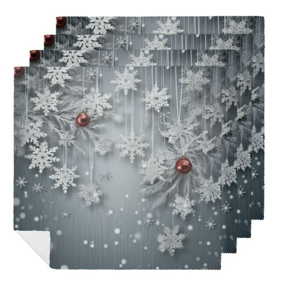 PHYHOO Cloth Napkins,Washable Dinner Napkins Christmas Tree Snowflake Great for Weddings, Parties, Holiday Dinner 2 PCS