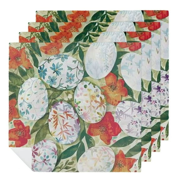 PHYHOO Cloth Napkins Watercolor Floral Egg Napkins Colorful Luncheon Dinner Napkins for Birthday Wedding Party Supplies Table Decor 2 PCS