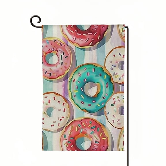 PHYHOO Colorful Donuts Garden Flag Vertical Double Sided Yard Flag Seasonal Farmhouse Holiday Outdoor Outside Decoration White