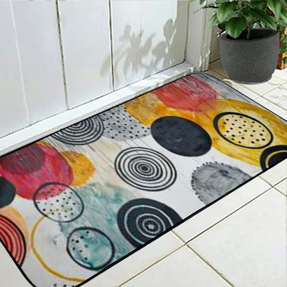 PHYHOO Colorful Kitchen Rugs Grey Pink Yellow Anti-Fatigue for Kitchen Floor Thick Gray Mat Non Slip Rug for Sink Laundry 19.68*47.24 in