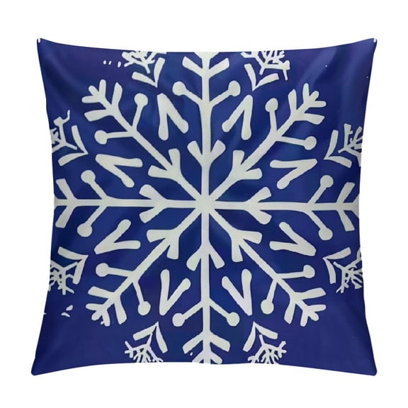 PHYHOO  Cozy Fleece Throw Pillow Cases Covers for Couch Bed Sofa Christmas Snowflakes Navy Blue