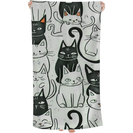 PHYHOO Cute Cartoon Cat Beach Towel, Sand Free Microfiber Beach Blanket, Quick Dry Absorbent Bath Towels for Swimming Pool, Camping, Picnic, Yoga Gym Sports 30x60in