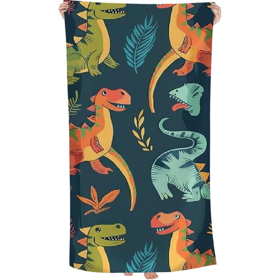 PHYHOO Cute Dino Animal Beach Towel Large Lightweight Microfiber Towel Super Absorbent Sand Free Beach Blanket Thin Quick Dry Pool Towel for Beach Travel Sports Pool Bath Camping Yoga 30x60in