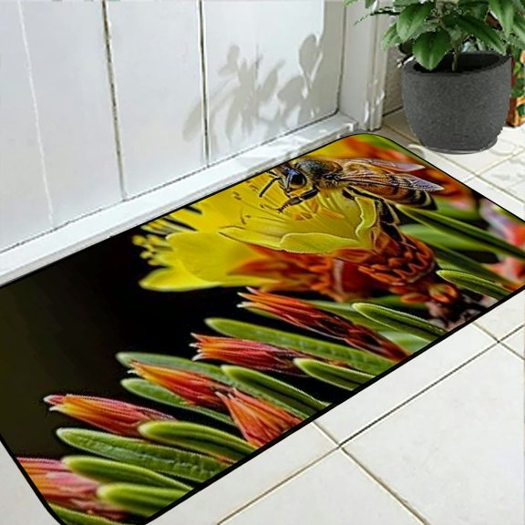 PHYHOO Decorative Door Mat, Door Mat with Non-Slip Rubber Backing, Easy Cleaning, Traps Dirt, Rug for Entry, Patio, Garage - Fir Fir Green Tree Blossom Garden Green Nature 19.68*47.24 in