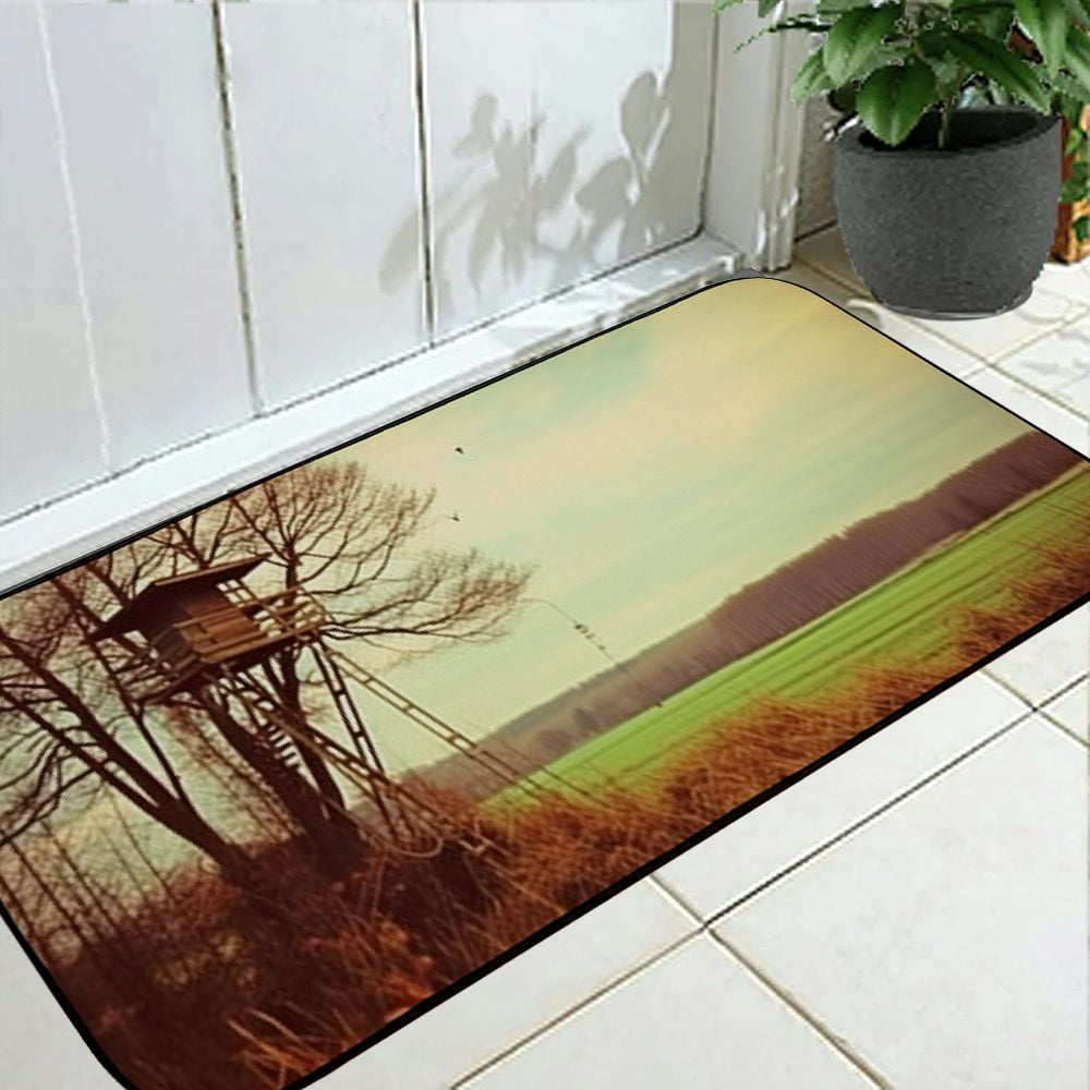 PHYHOO Decorative Door Mat, Door Mat with Non-Slip Rubber Backing, Easy Cleaning, Traps Dirt, Rug for Entry, Patio, Garage - Forest Hunt Perch Delight Wild Morgenstimmung 19.68*47.24 in