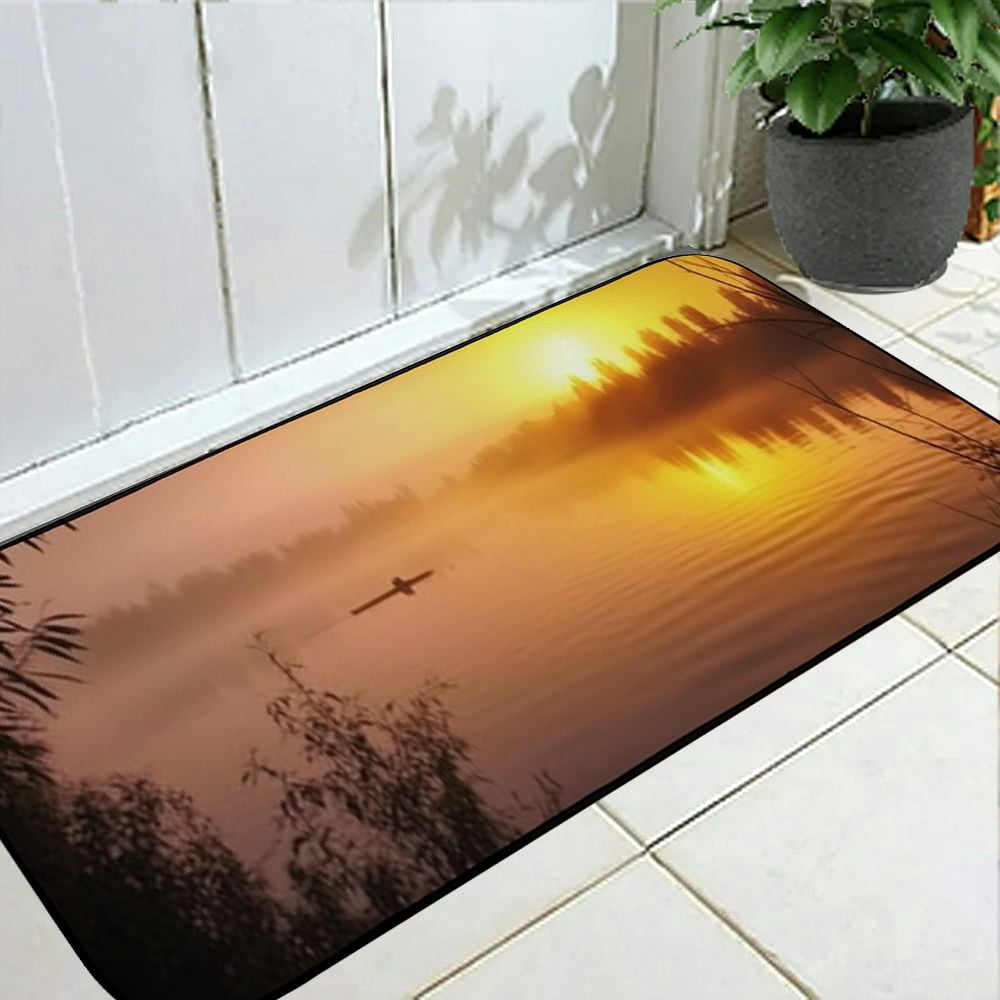 PHYHOO Decorative Door Mat, Door Mat with Non-Slip Rubber Backing, Easy Cleaning, Traps Dirt, Rug for Entry, Patio, Garage - Gravel Pond Pond Water Lake Landscape Nature 13 19.68*47.24 in