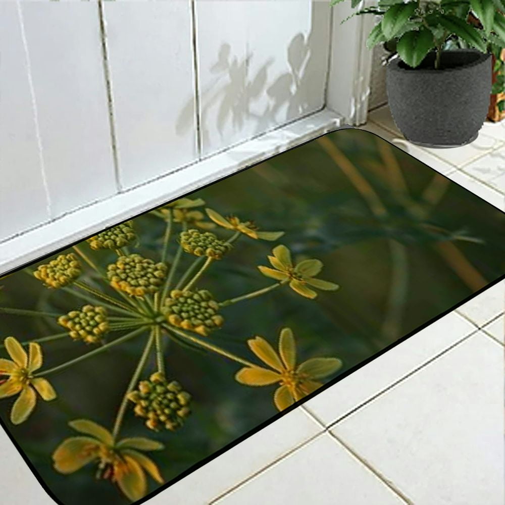PHYHOO Decorative Door Mat, Door Mat with Non-Slip Rubber Backing, Easy Cleaning, Traps Dirt, Rug for Entry, Patio, Garage - Plant Flower Nature Spring Floral Summer Green 19.68*47.24 in