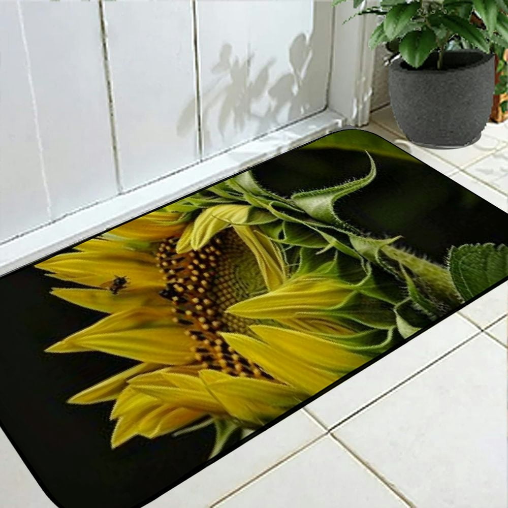 PHYHOO Decorative Door Mat, Door Mat with Non-Slip Rubber Backing, Easy Cleaning, Traps Dirt, Rug for Entry, Patio, Garage - Sunflower Flower Nature Flower of Sunflower Petals 19.68*47.24 in