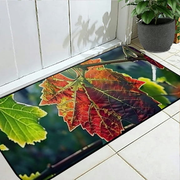 PHYHOO Decorative Door Mat, Door Mat with Non-Slip Rubber Backing, Easy Cleaning, Traps Dirt, Rug for Entry, Patio, Garage- Wine Leaf Wine Harvest Vineyard Plant Autumn 19.68*47.24 in