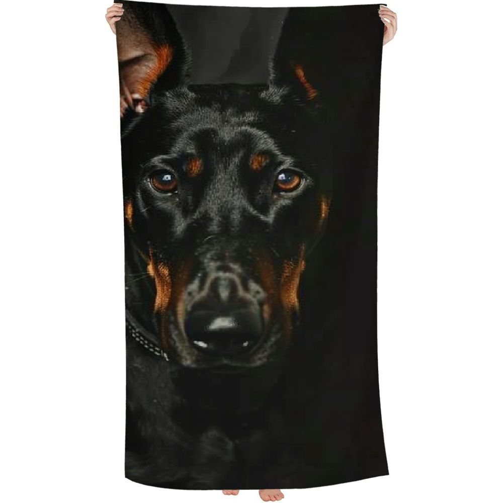 PHYHOO Dog Oversized Quick Dry Microfiber Beach Towel Doberman Breed Dog Lightweight Sand Free Towel Super Soft &amp; Absorbent for Travel Swimming Sports 30x60in