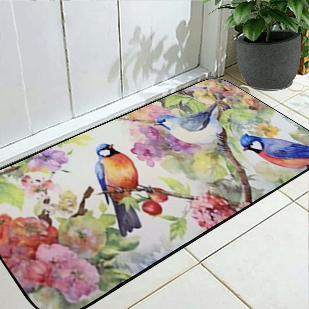 PHYHOO Doormat Colorful Birds and Flowers Non-Slip Indoor Entryway Door Mat (Rubber Backing) 19.68*47.24 in