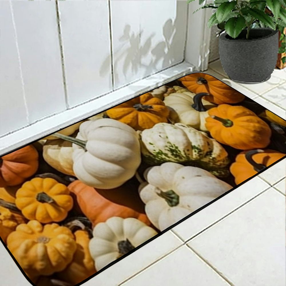 PHYHOO Doormat Floor /Mat - Halloween Pumpkins Autumn Fall Orange October Decorative Door Mat, Door Mat with Non-Slip Rubber Backing, Easy Cleaning, Traps Dirt, for Entry, Patio, Garage 19.68*47.24 in