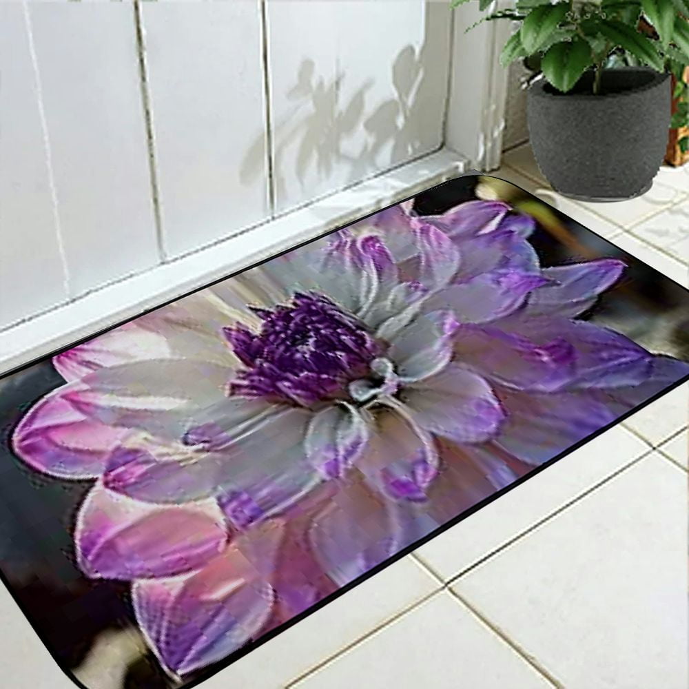 PHYHOO Doormat Floor Rug/Mat- Dahlia Flower Garden Plant Nature Blooming Decorative Door Mat, Door Mat with Non-Slip Rubber Backing, Easy Cleaning, Traps Dirt, Rug for Entry, Patio