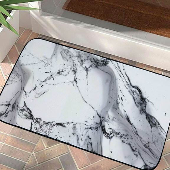 PHYHOO Doormat White Gray Marble Texture Non-Slip Indoor Entryway Door Mat Outdoors/Indoor/Bathroom/Kitchen/Bedroom/Entryway Floor Mats 19.68*39.37 in