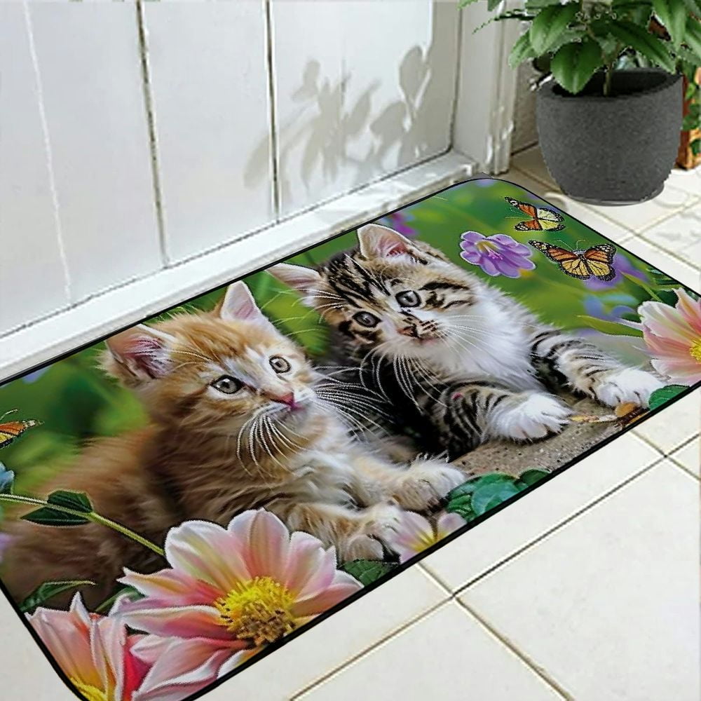 PHYHOO Dreamy Kittens Decorative Door Mat, Door Mat with Non-Slip Rubber Backing, Easy Cleaning, Traps Dirt, Rug for Entry, Patio, Garage 19.68*47.24 in