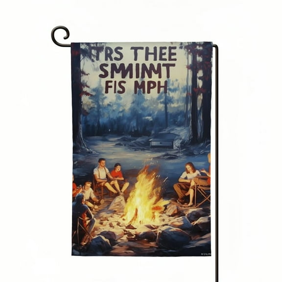 PHYHOO Let's Drink By The Fire And Watch People Park Their Campers Flag Personalized Funny Camping Garden Flag Campsite Campfire Camper Garden Flag Gift Outdoor Decorations Yard White