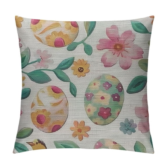 PHYHOO Easter Pillow Covers, Easter Colorful Egg Decorative Throw Pillow Covers Spring Farmhouse Pillowcase Linen Mushroom Decor for Couch Home Sofa Decor